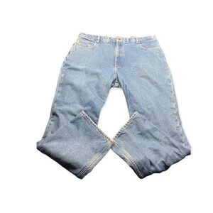 CARHARTT B155DST BLACK FLEECE LINED BLUE DENIM 5 POCKET WORK JEANS SIZE 44X32